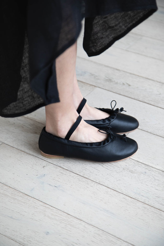 Rosa Mosa Ballerina Flat in Black Leather