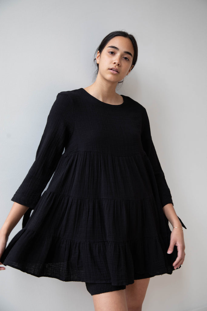 Anaak Yasmine Tie Mini Dress in Black