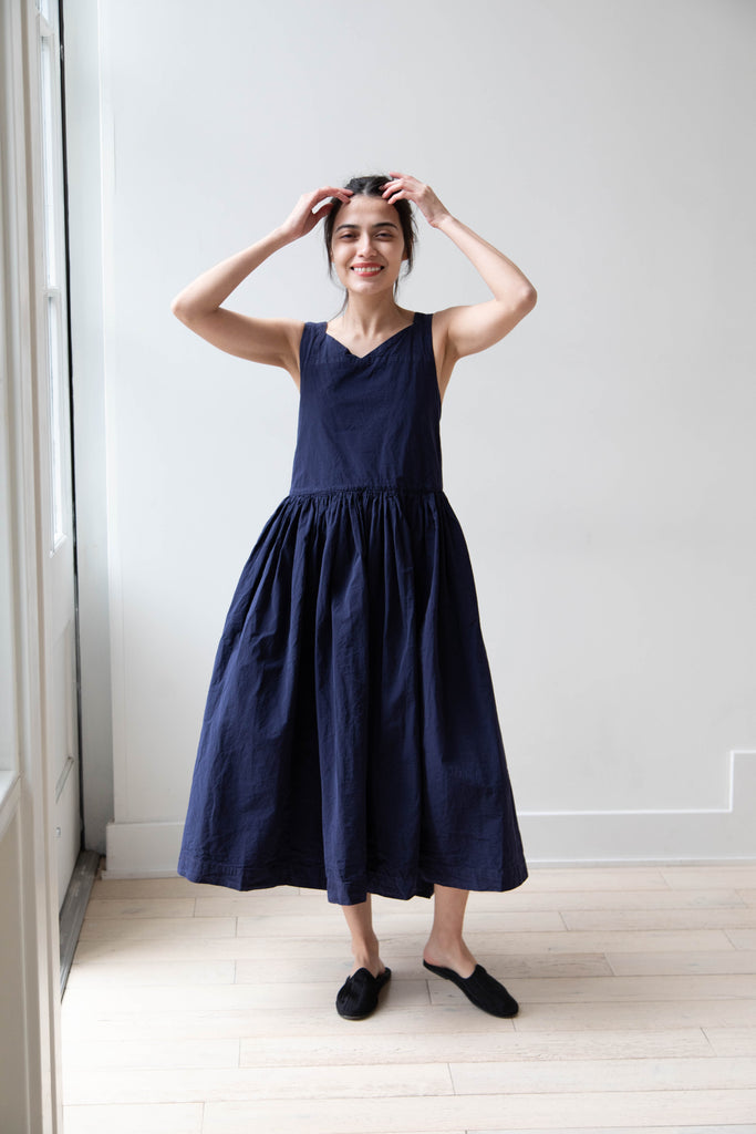 Casey Casey | Tabi Col V Dress Paper Cotton in Ink