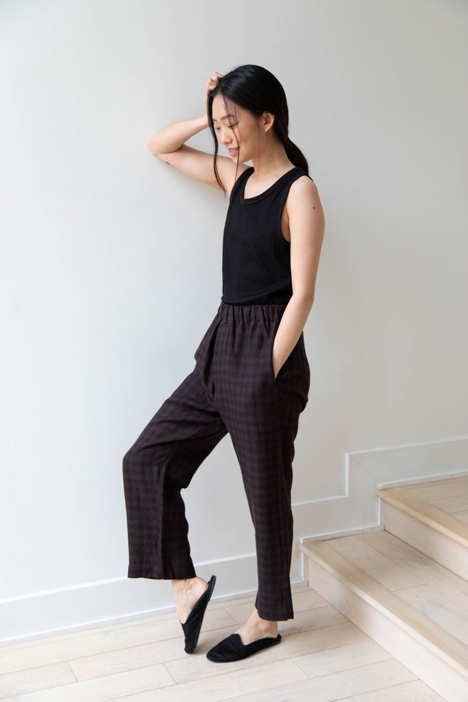 Evan Kinori Elastic Pants in Check