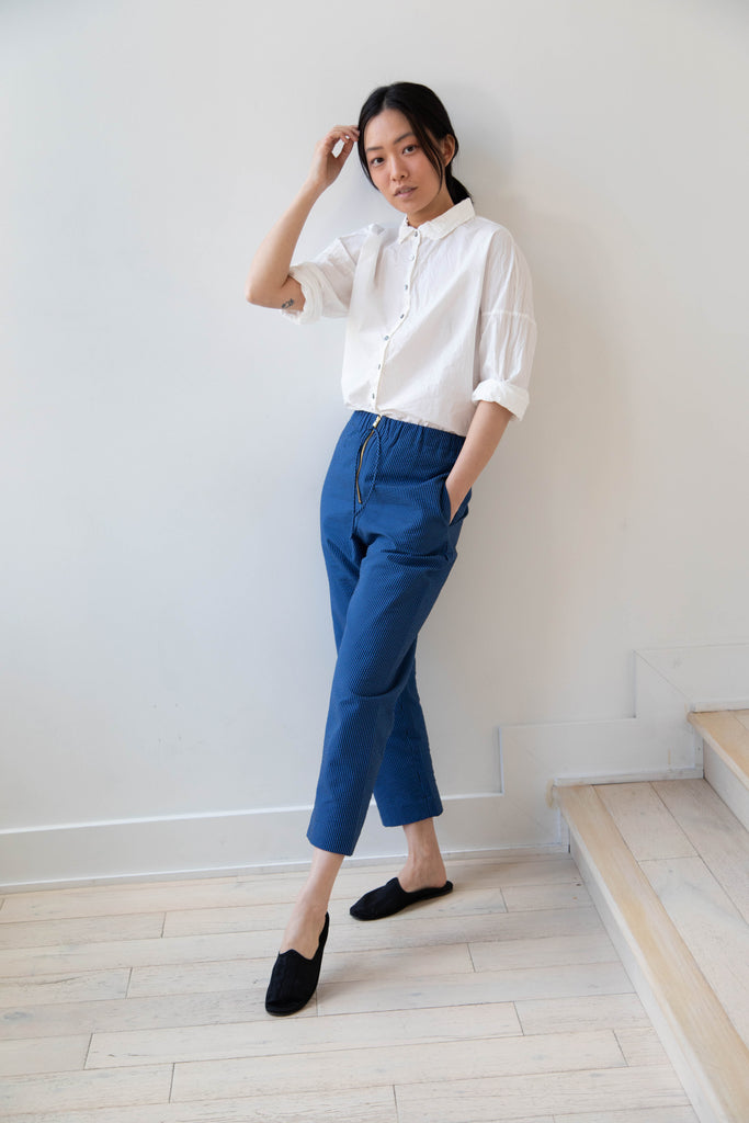 Caron Callahan | Martina Pants in Cobalt Seersucker