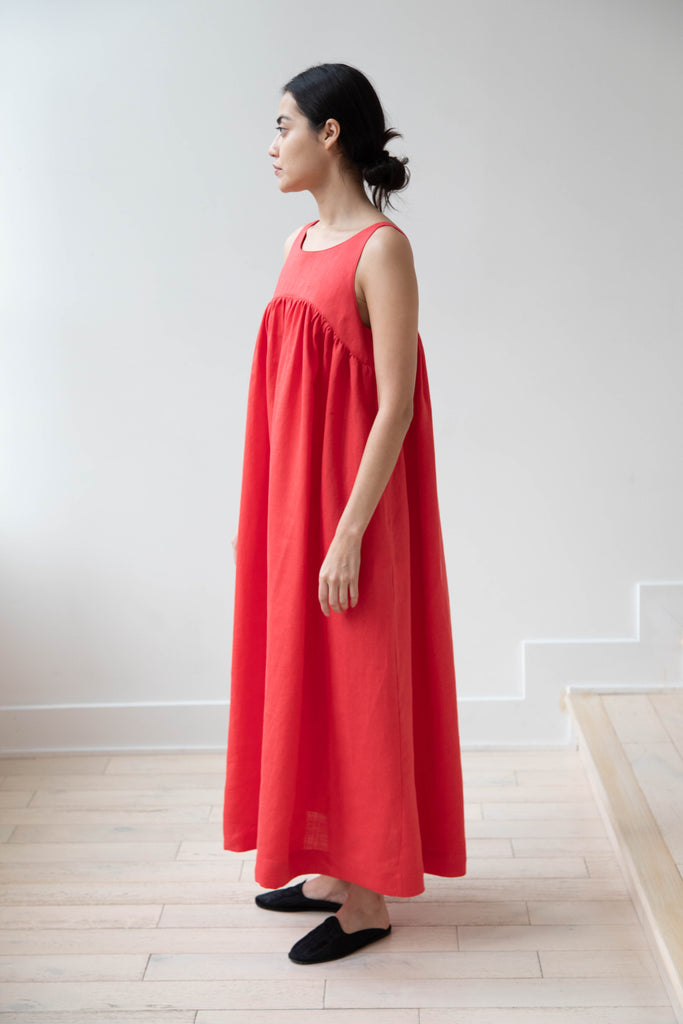 The Loom Linen Empire Dress in Red Linen