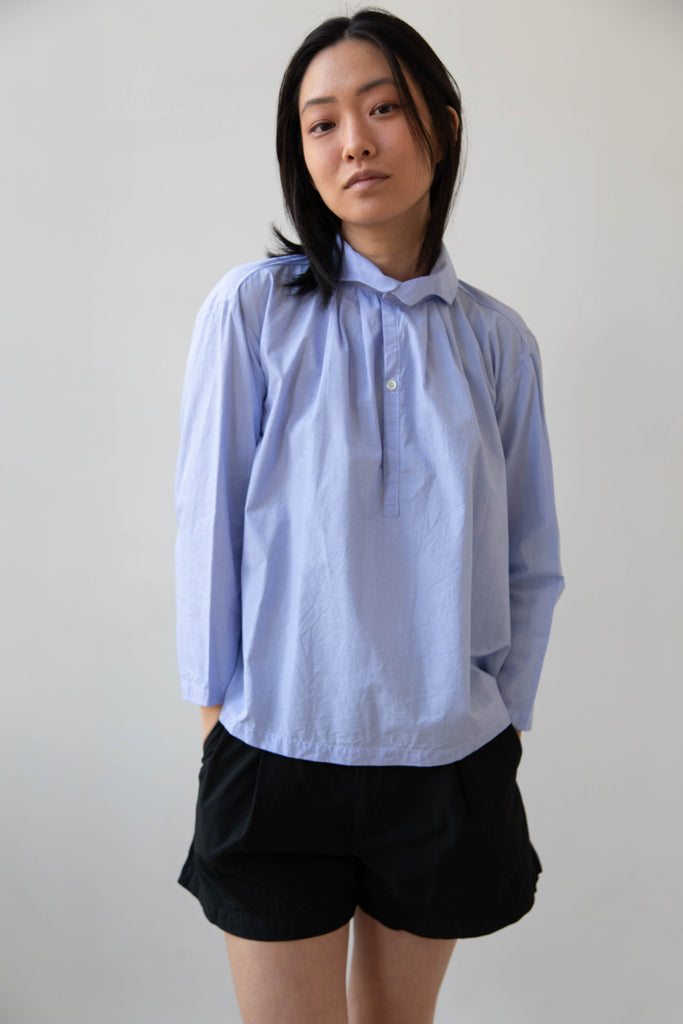 Gallego Desportes | Petite Collar Blouse in Sky Blue