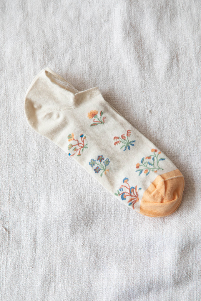 Bonne Maison | Ecru Floral Short Socks