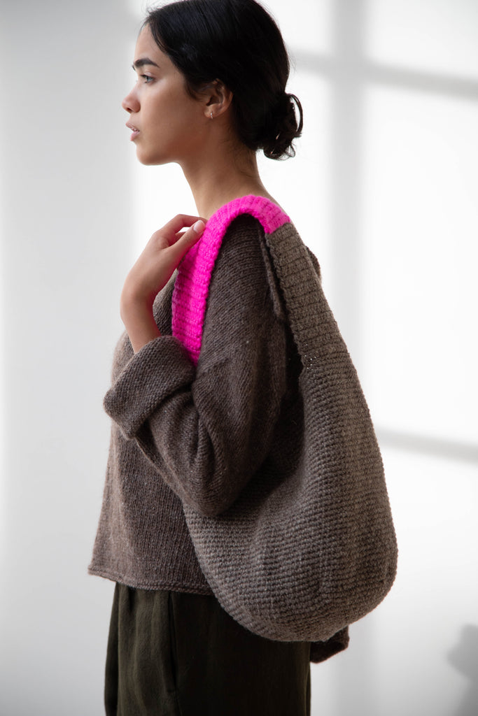 Nitto Caixa Bag in Brown & Fuchsia