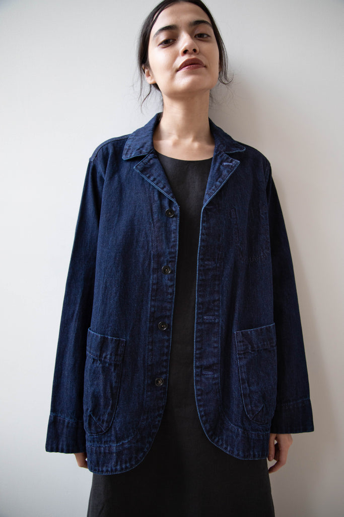 Pas de Calais Cotton Linen Denim Jacket in Indigo
