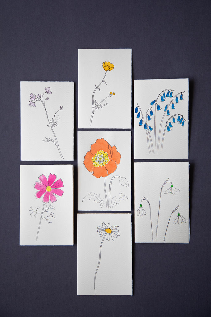 Scribble & Daub Floral Cards- Multiple Styles