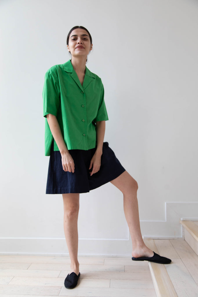 Sayaka Davis | Open Collar Shirt in Apple Green