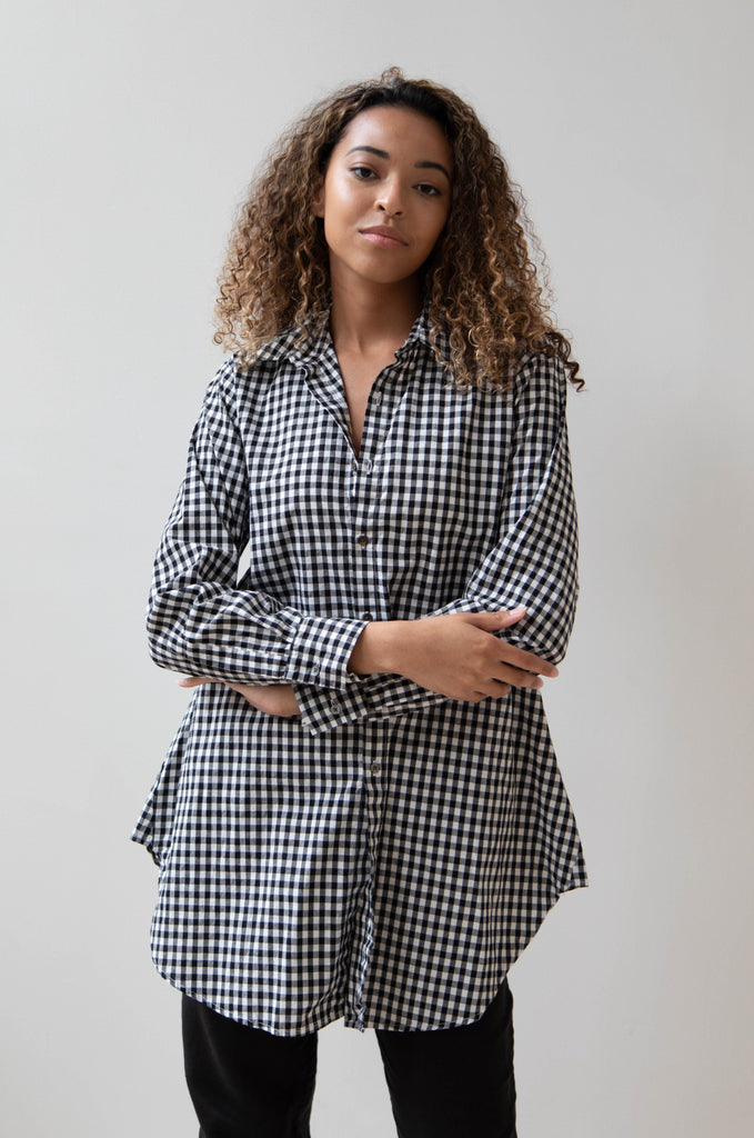 Pip-Squeak Chapeau 9 Button Shirt Black Gingham