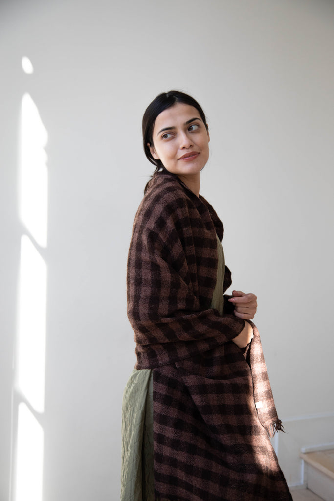 Soil Boiled Wool Scarf in Brown