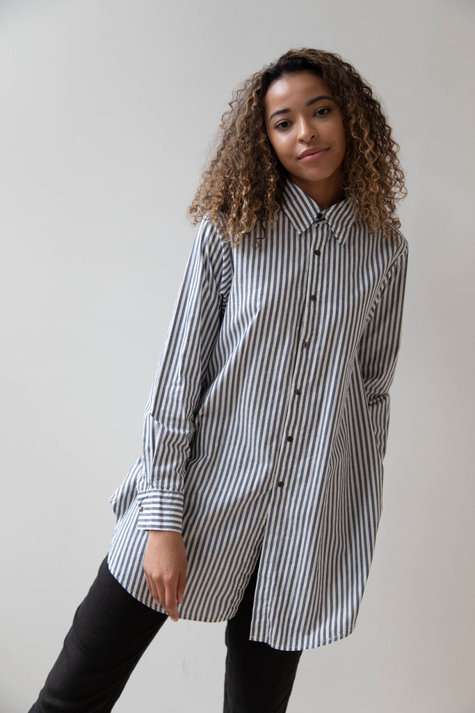 Pip-Squeak Chapeau 9 Button Shirt Grey Stripe