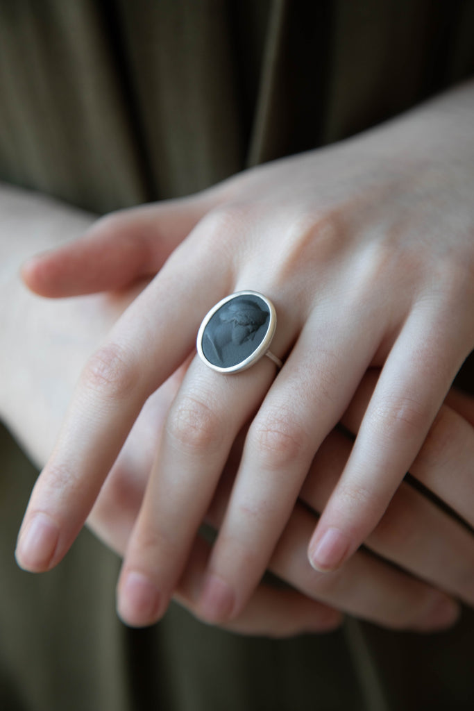 Marcie McGoldrick Diana Ring in Onyx & Silver
