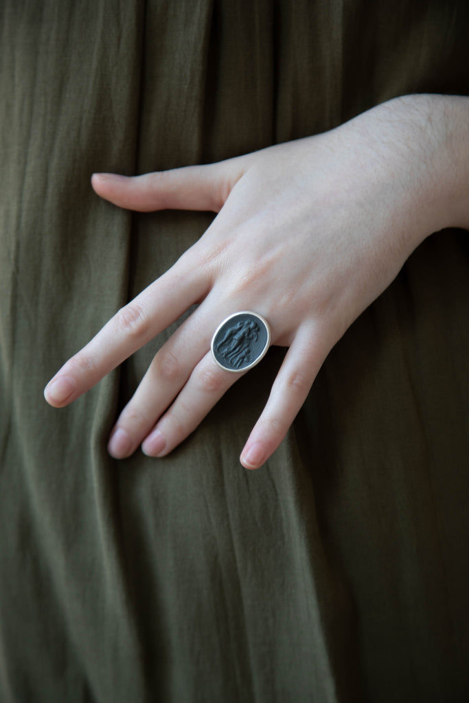 Marcie McGoldrick Three Graces Ring in Onyx & Silver