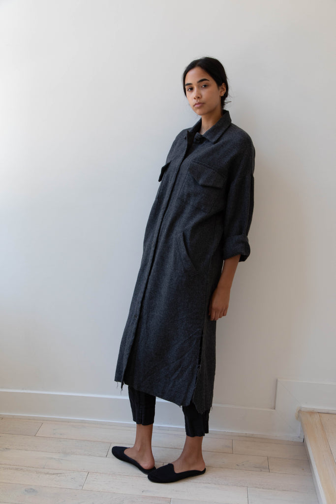 Elsa Esturgie Hydre Long Shirt Jacket in Carbon