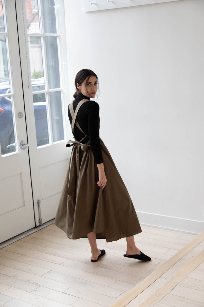 The Loom Cotton Apron Dress in Khaki