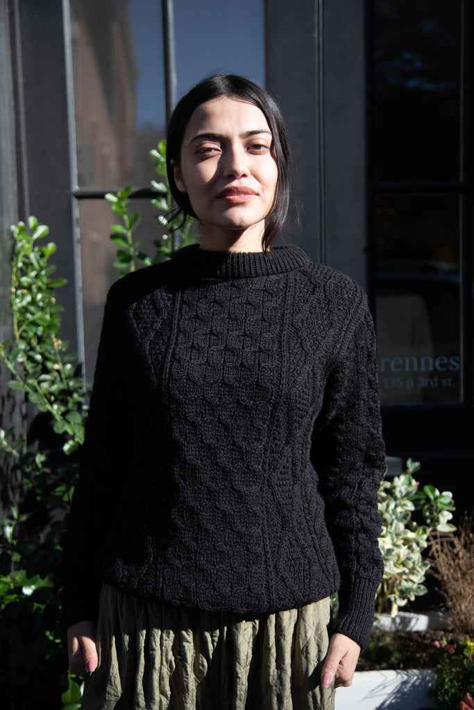 HTS Aran Pullover in Jet Black