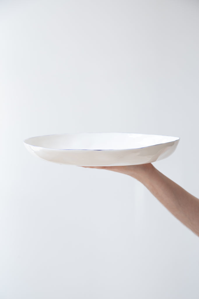 Feldspar Serving Platter in White and Cobalt