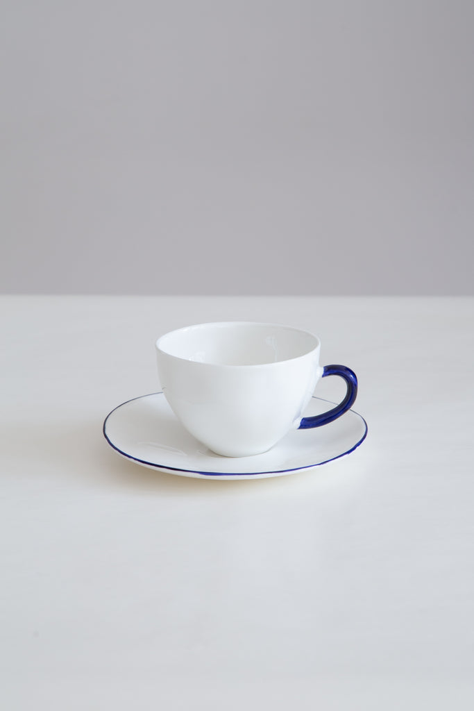 Feldspar | Cup and Saucer in White & Cobalt