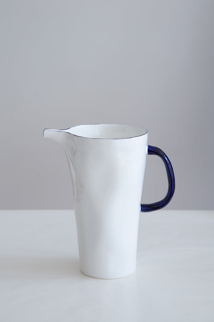 Feldspar | Water Jug in White & Cobalt