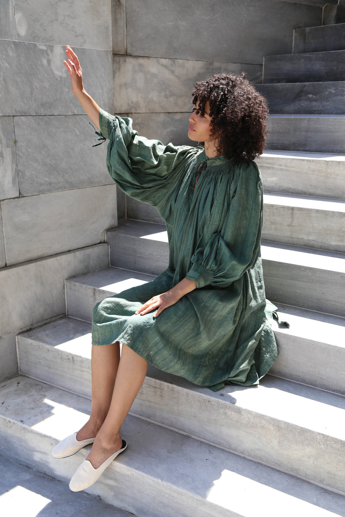 Atelier Bâba Lunetta Dress in Emerald Silk