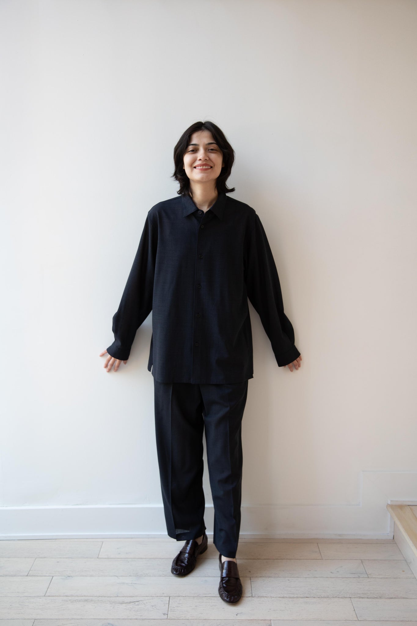 rennes — Aton | Loose Fit Shirt in Navy Tropical Wool
