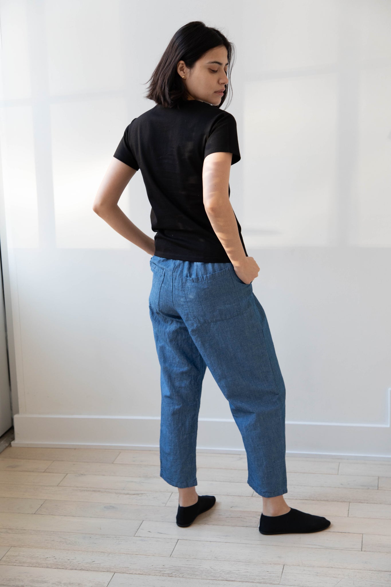 Apuntob | Elastic Waist Denim Trousers