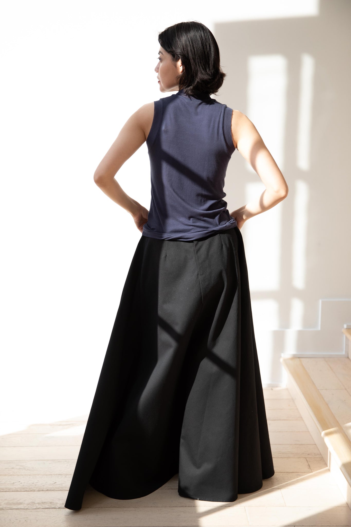 rennes — Auralee | Super High Gauge Sheer Rib Tank Top in Navy
