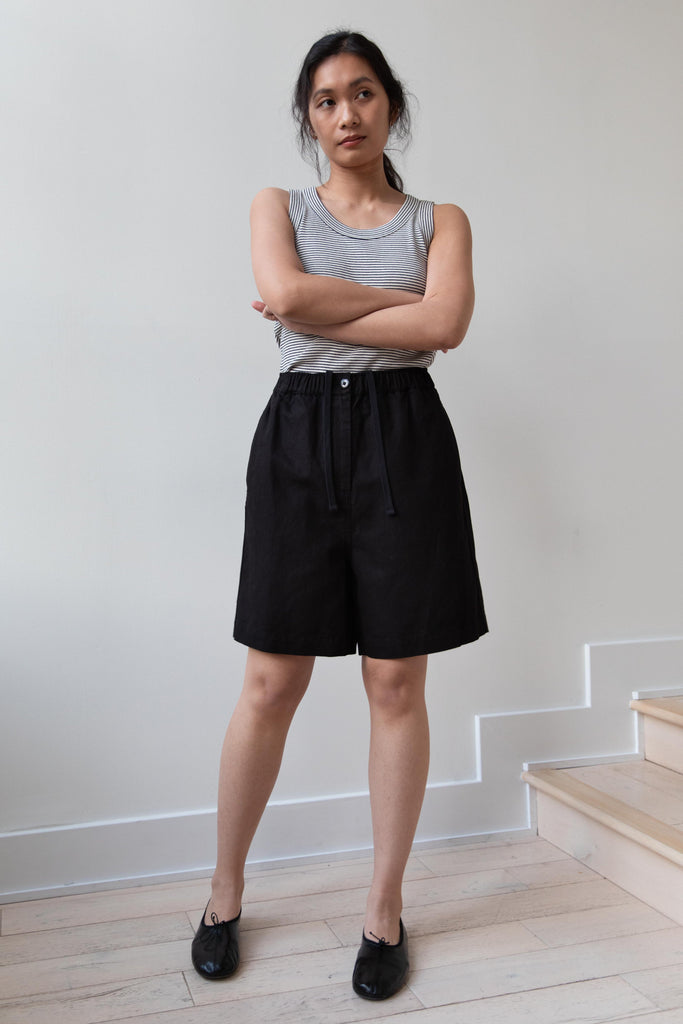 Nothing Written | Cotton Linen Shorts in Black