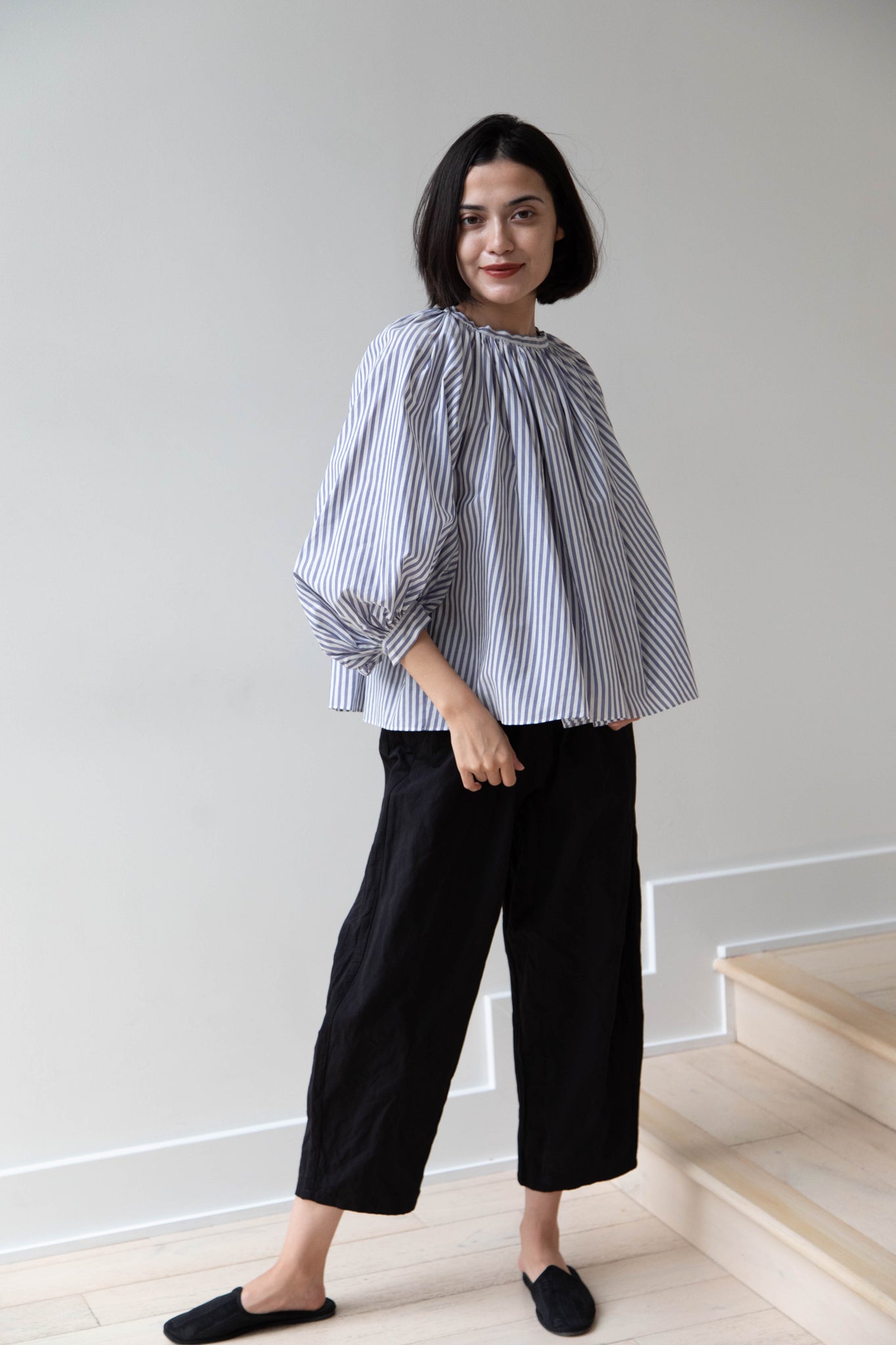 Old Man's Tailor | Gathered Top in Stripes Old Man's Tailor | Gathered Top in Stripes