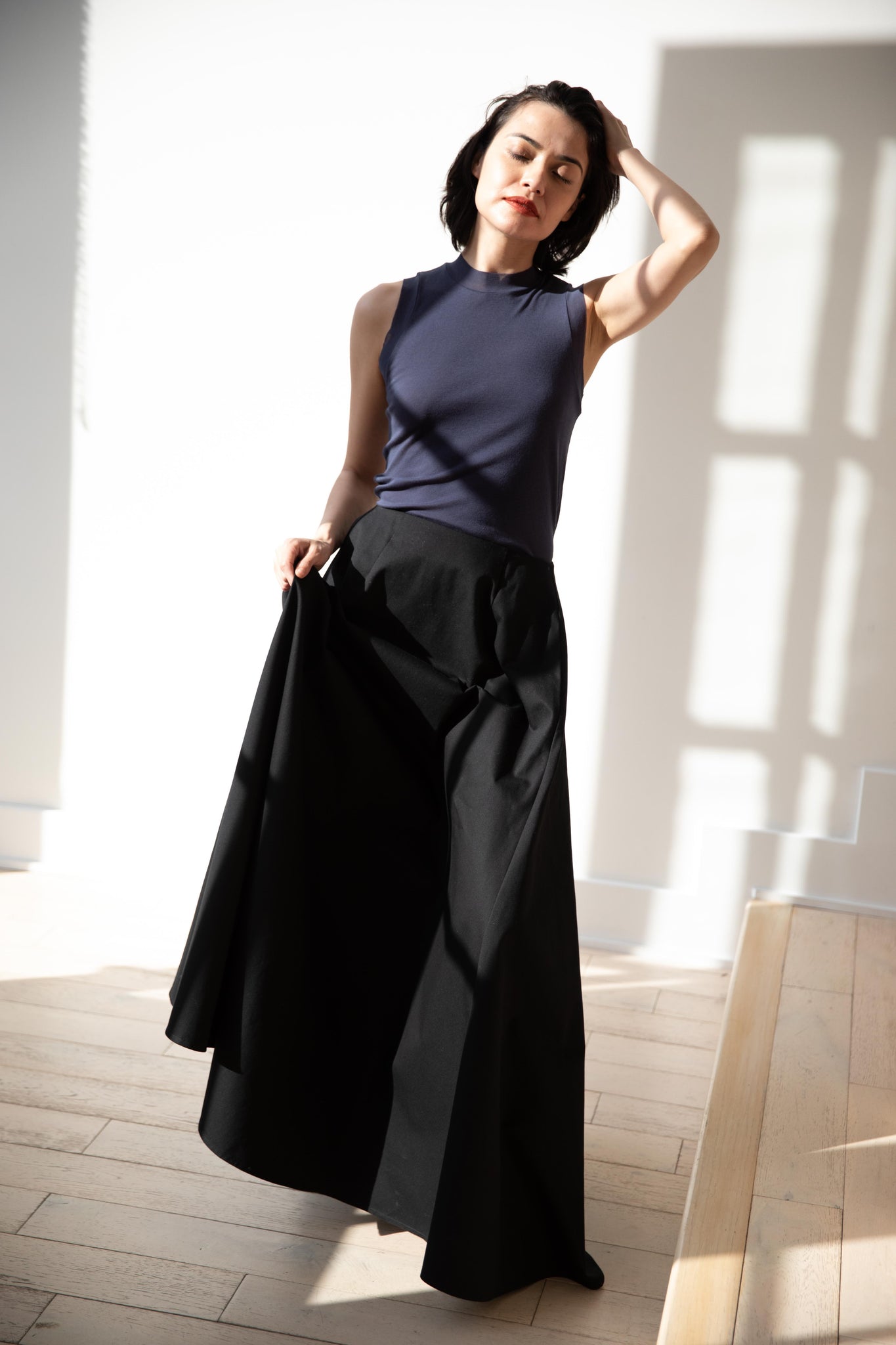 rennes — Auralee | Super High Gauge Sheer Rib Tank Top in Navy
