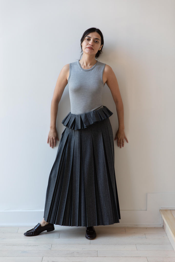 Carven | Anthracite Melange Pleated Skirt