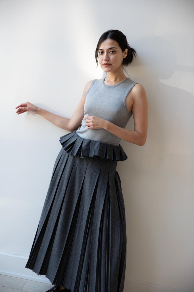 Carven | Anthracite Melange Pleated Skirt
