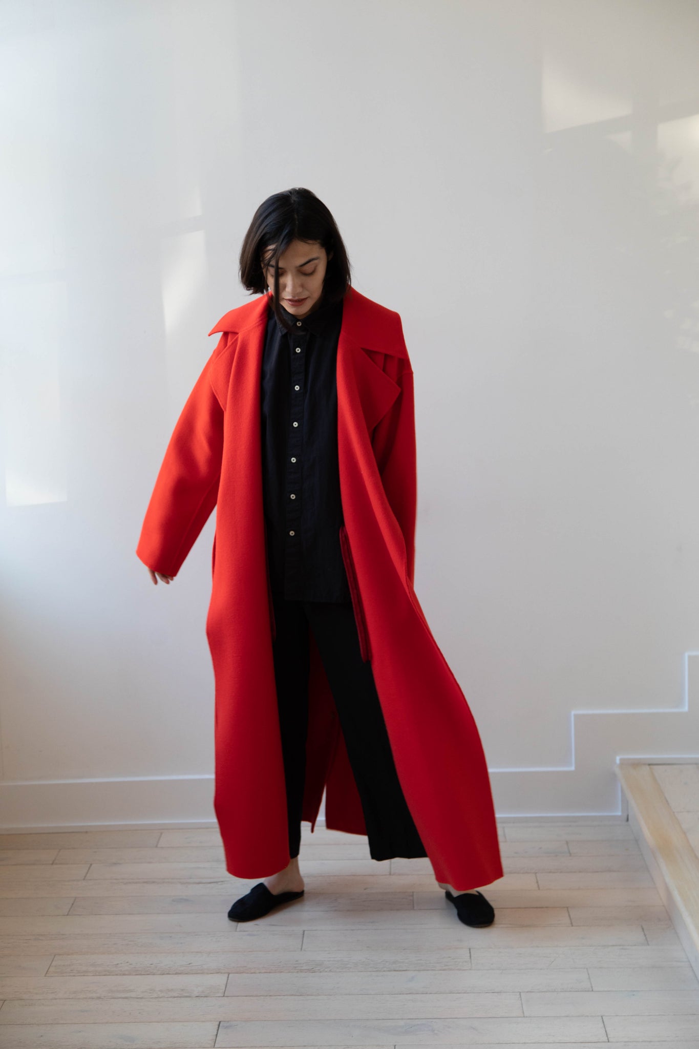 Auralee | Double Faced Hand Sewn Coat in Red