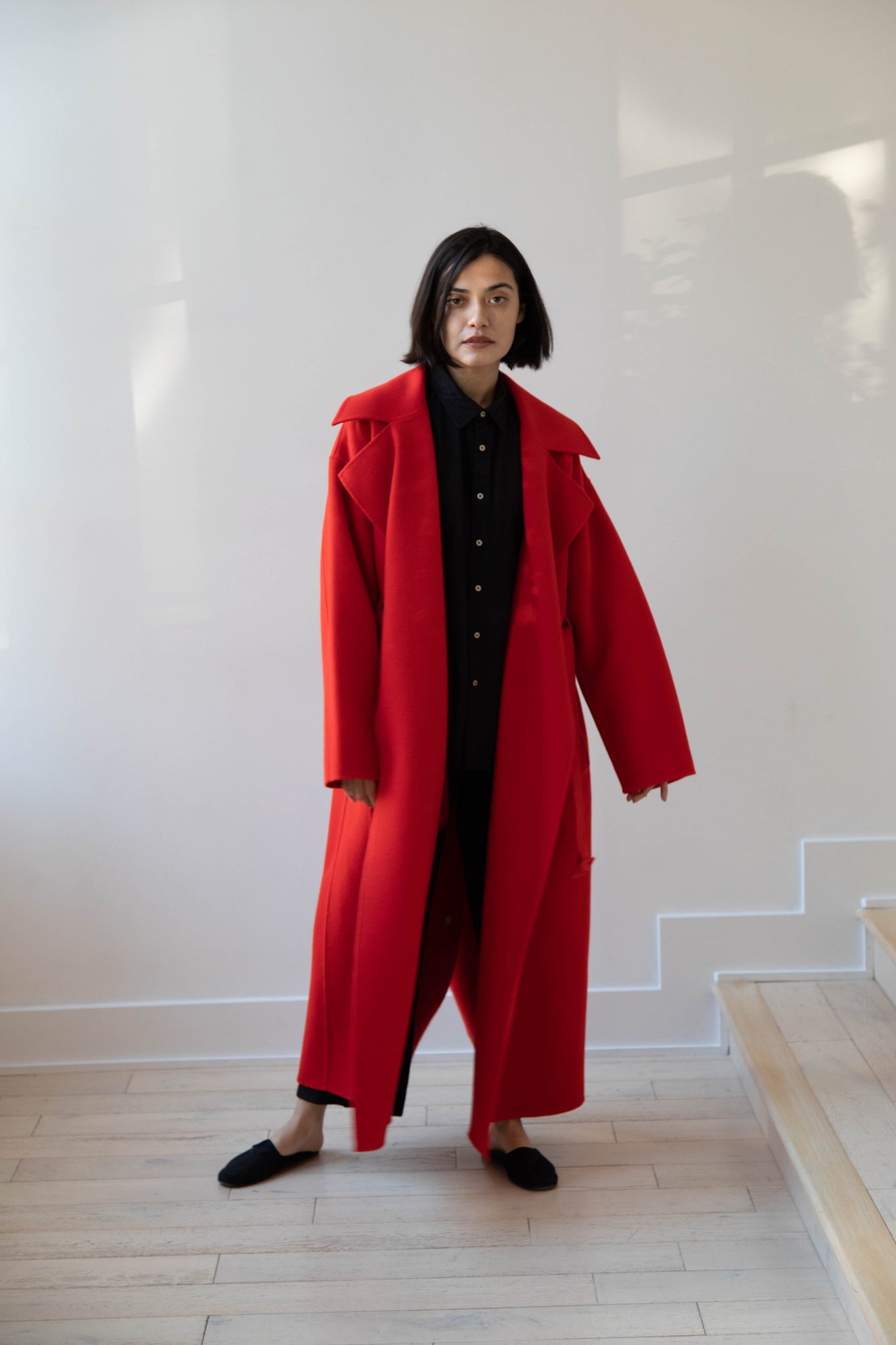 Auralee | Double Faced Hand Sewn Coat in Red