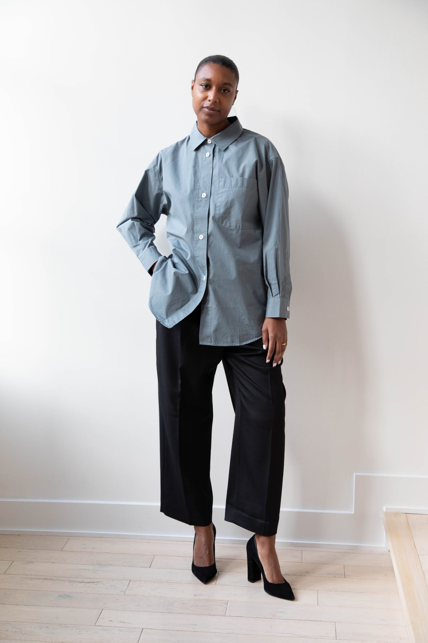 MHL | Oversized Painters Shirt in Dusty Blue