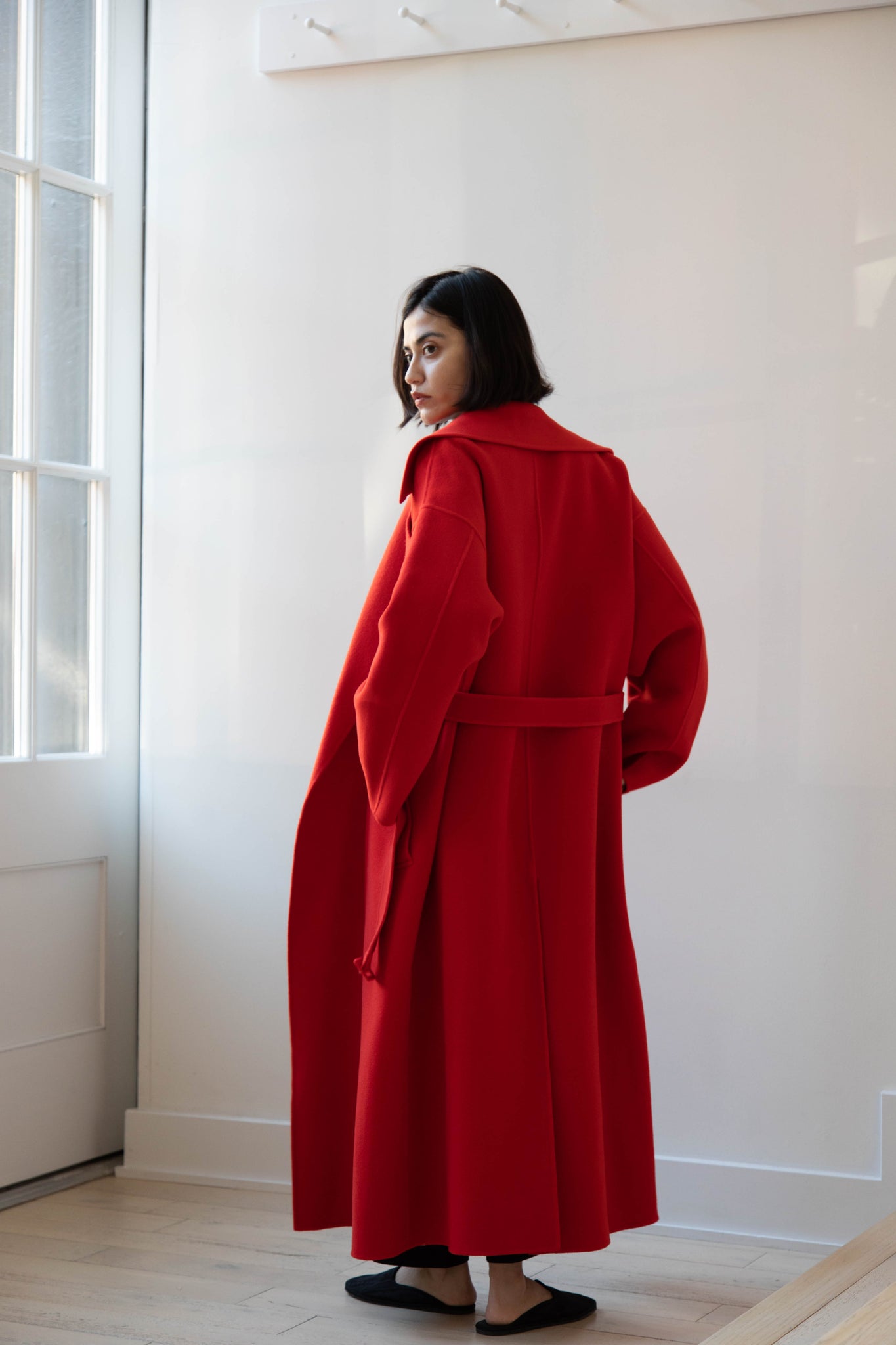 Auralee | Double Faced Hand Sewn Coat in Red