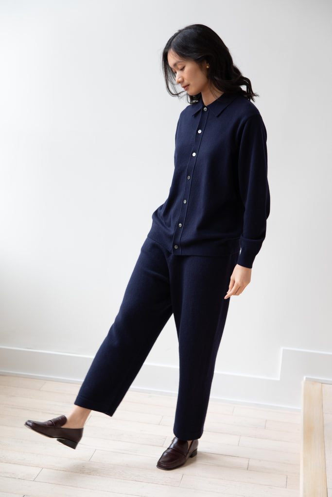 Arts & Science | Collared Polo Cardigan in Dark Navy