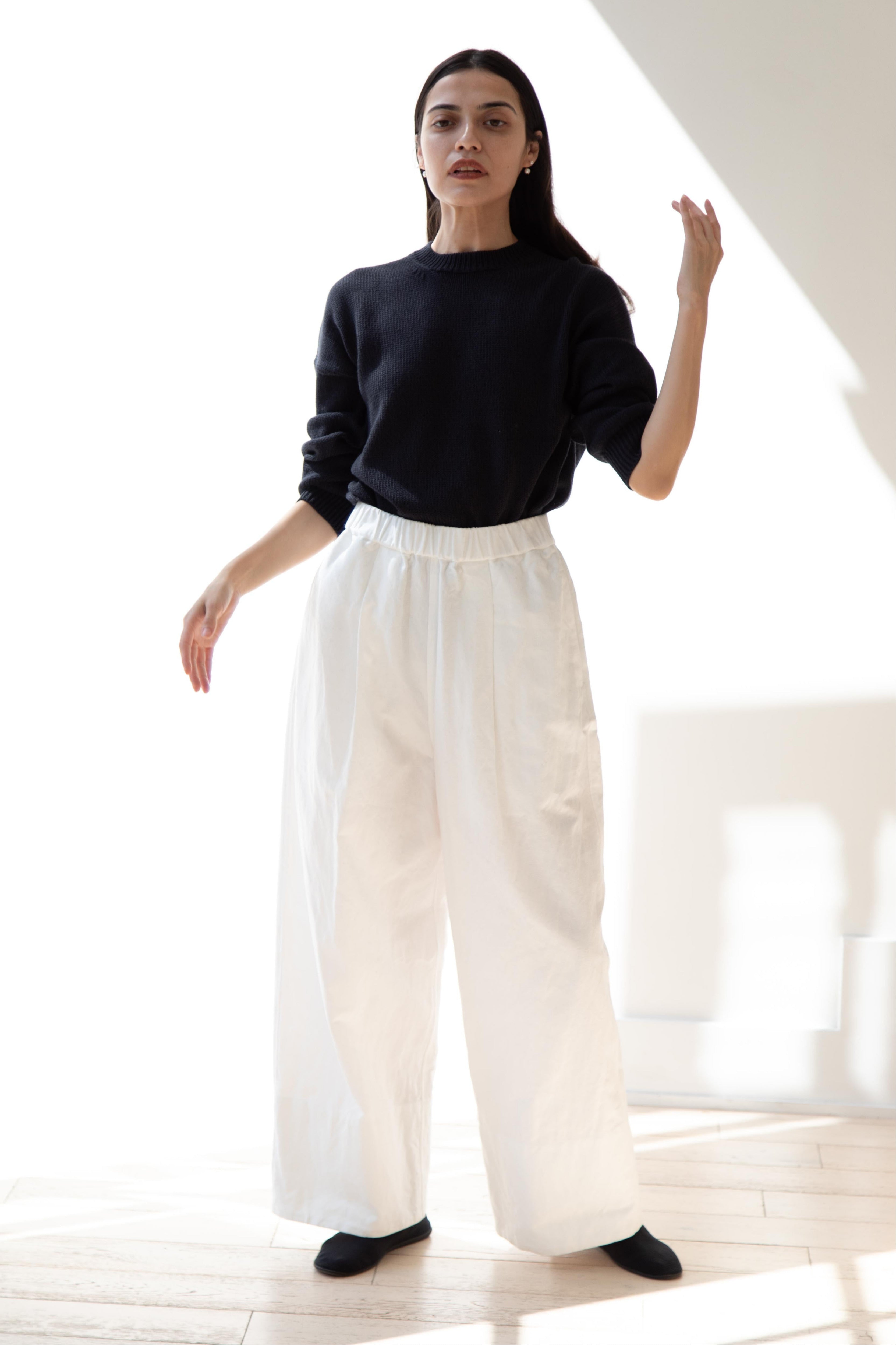 アプントビー　TROUSERS VICHY LINEN AND COTTON rennes — Apuntob | Long Straight Trousers in Natural Vichy Linen