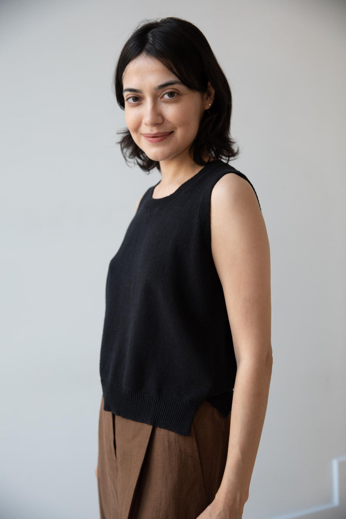MHL | Knitted Tank Top in Off Black