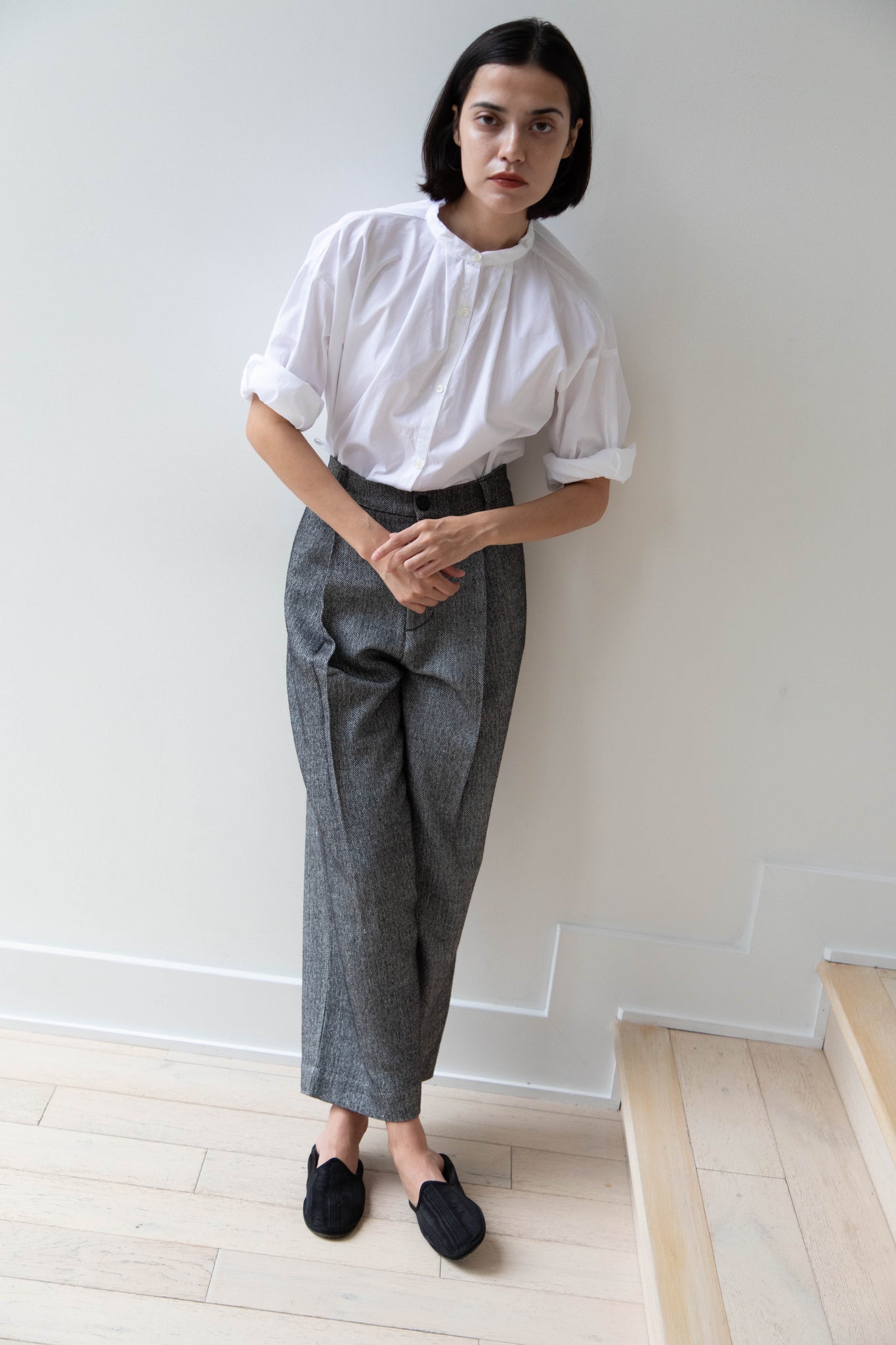 Asciari | Seline Trousers in Wool Silk Herringbone