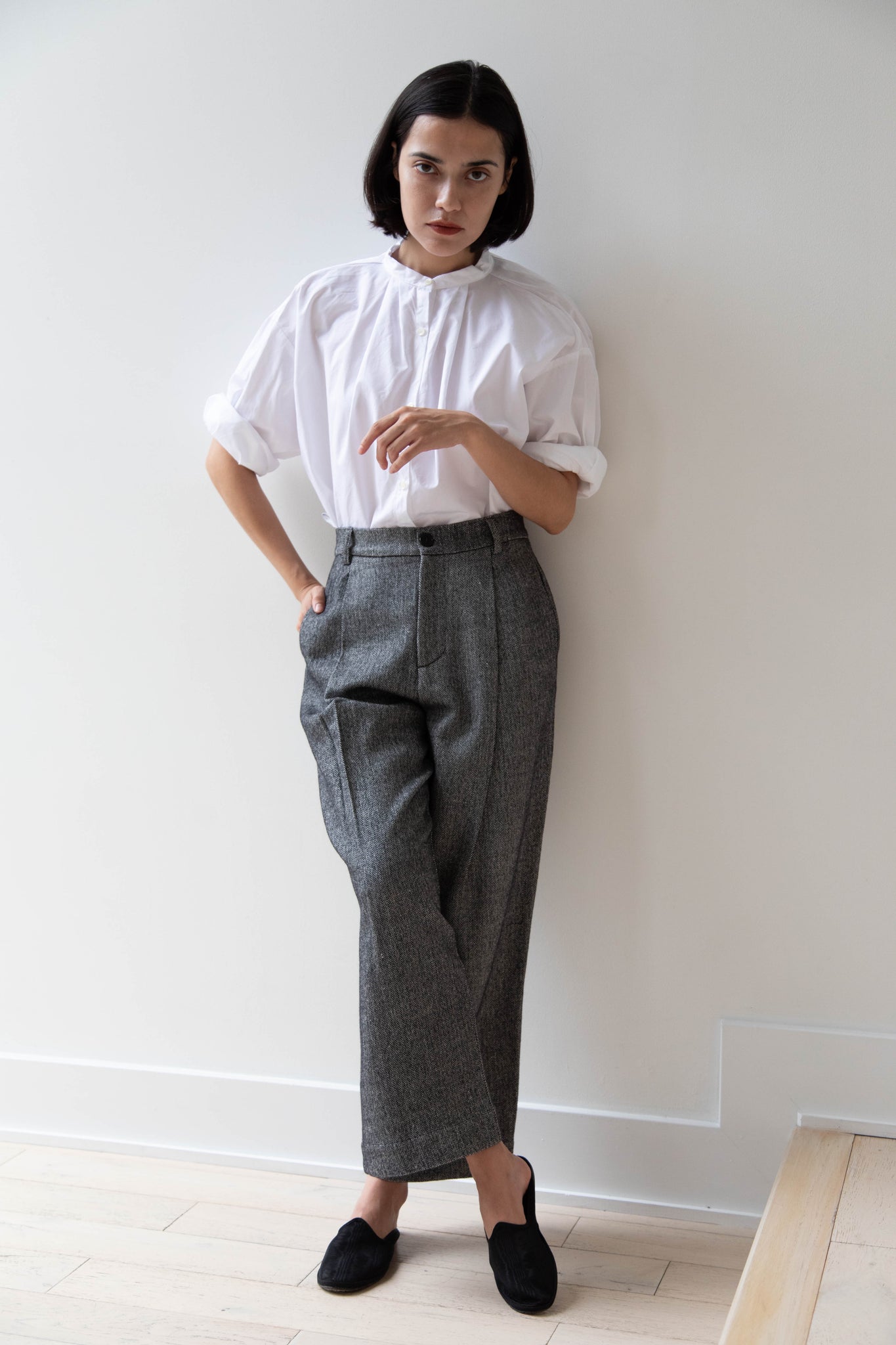 Asciari | Seline Trousers in Wool Silk Herringbone
