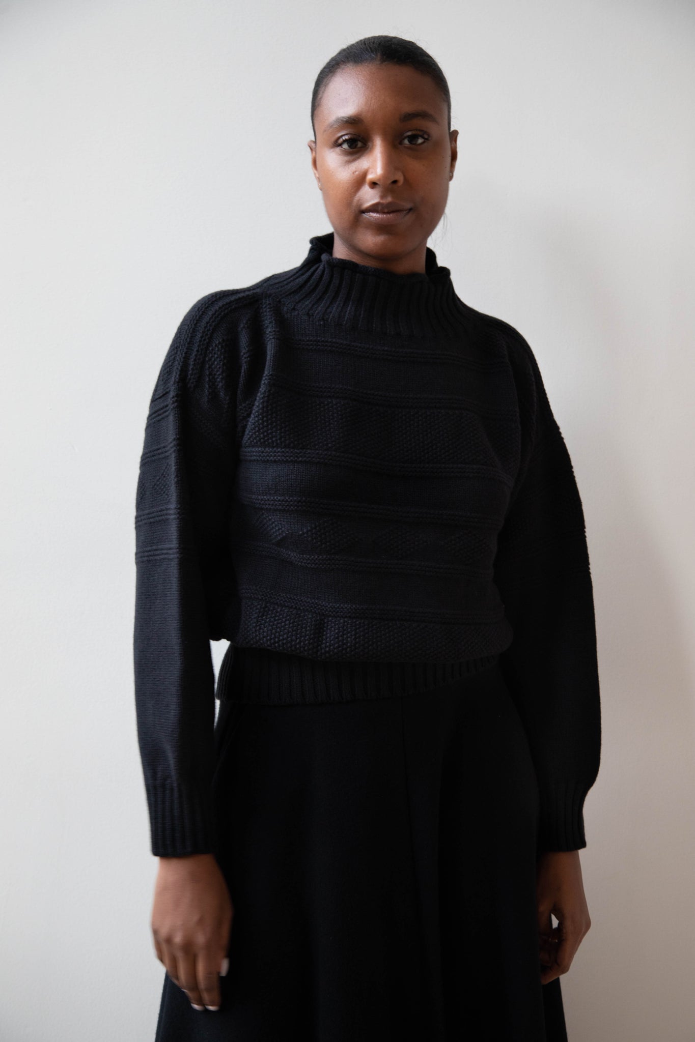 Margaret Howell | Cropped Guernsey Sweater in Black