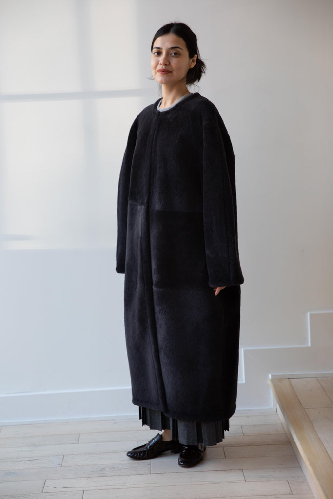 Cawley | Mila Long Coat in Iron Shearling