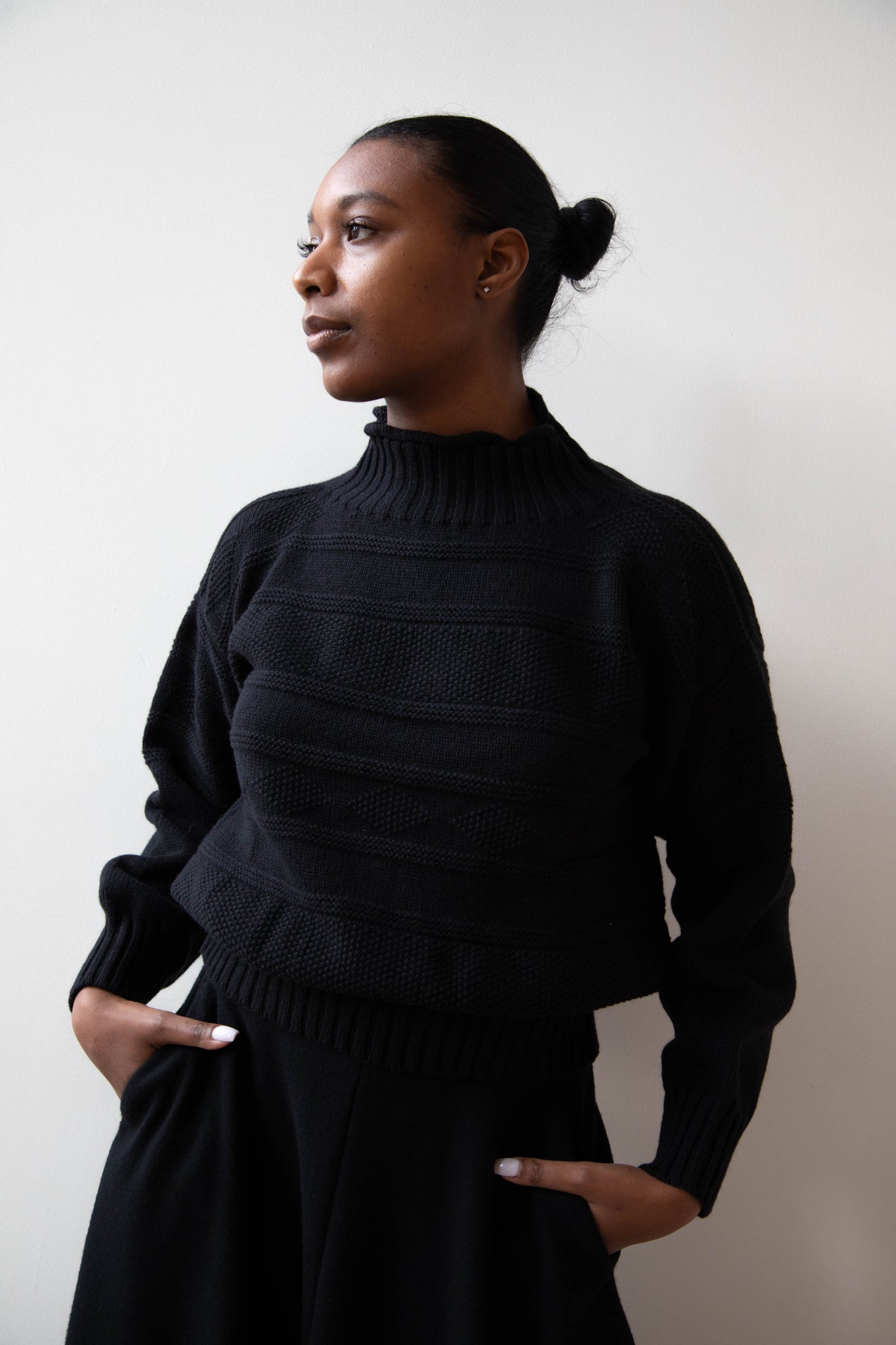 Margaret Howell | Cropped Guernsey Sweater in Black