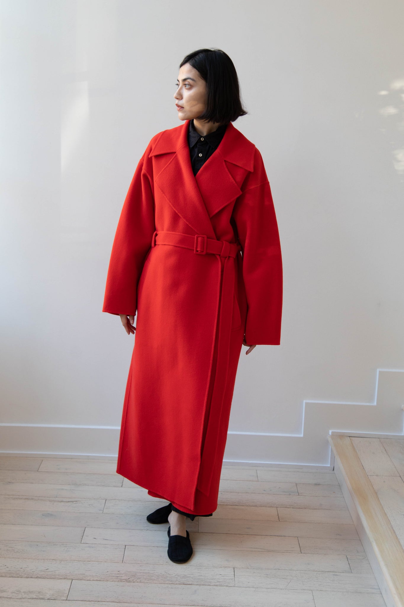 Auralee | Double Faced Hand Sewn Coat in Red