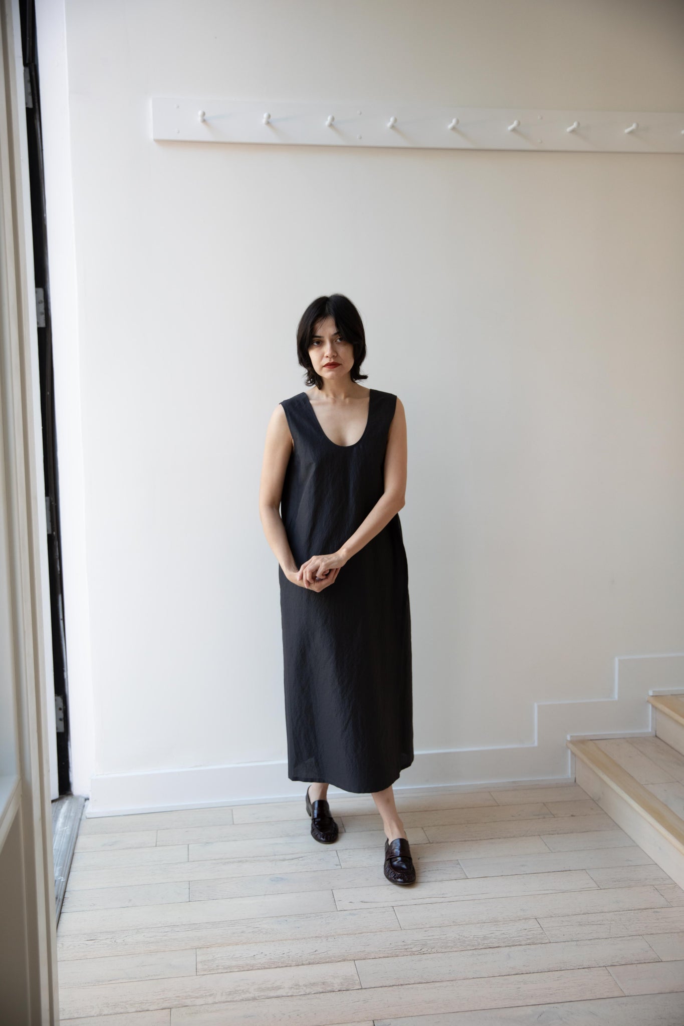 rennes  Aton | Silk Linen Tanktop Dress in Charcoal Grey