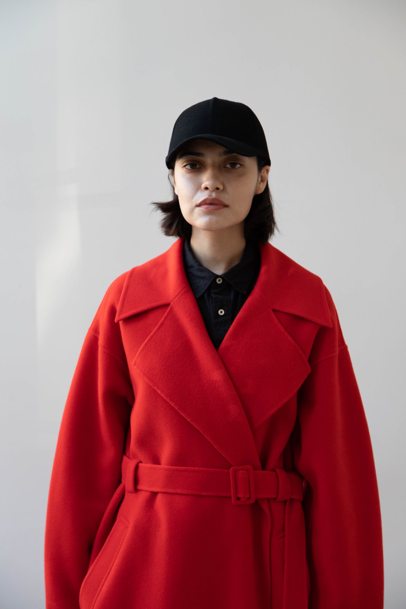 Auralee | Double Faced Hand Sewn Coat in Red