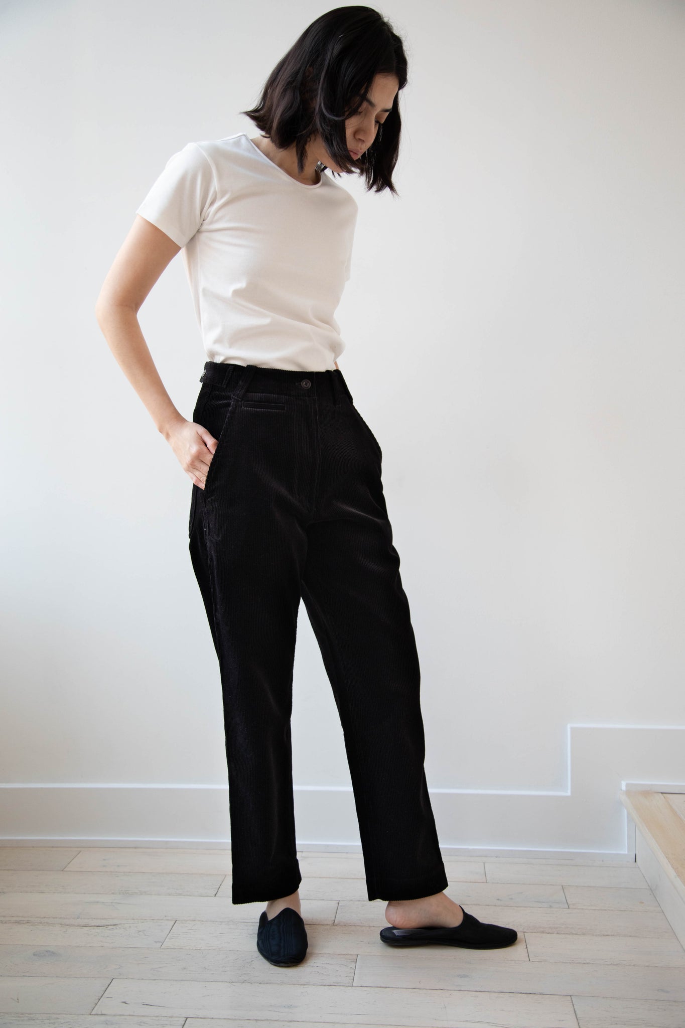 MHL | Tab Waist Trousers in Black