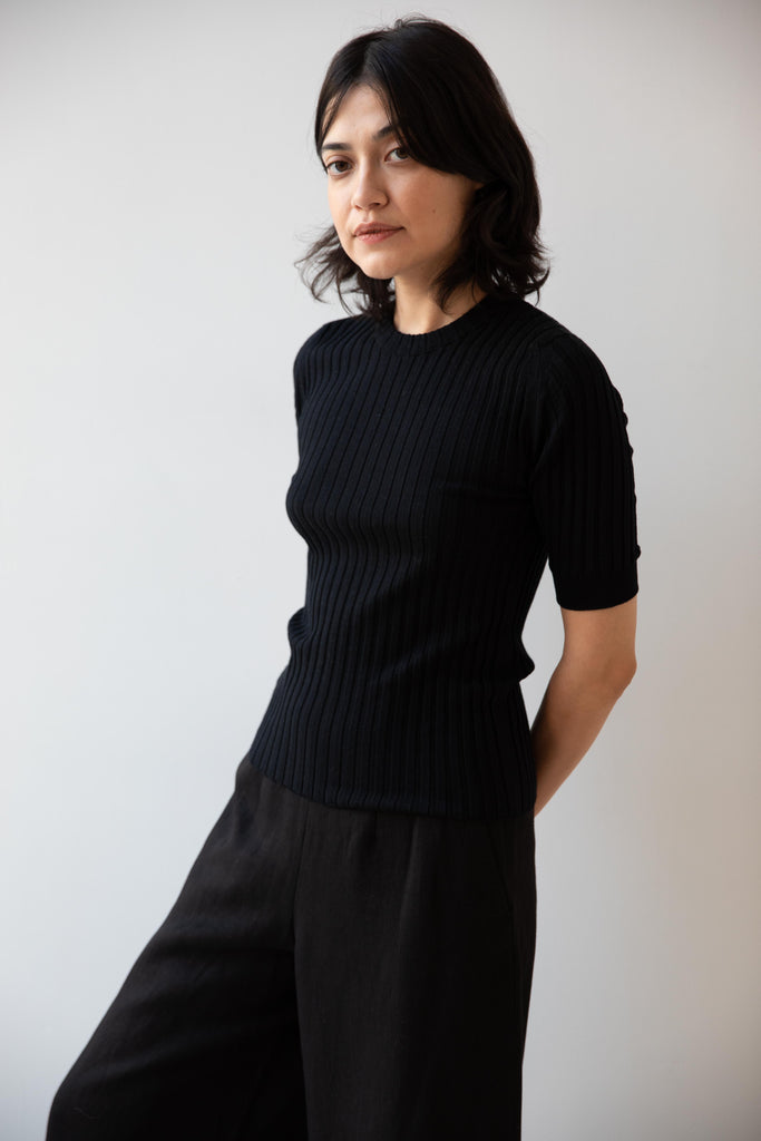 Margaret Howell | Ribbed T-Shirt in Black