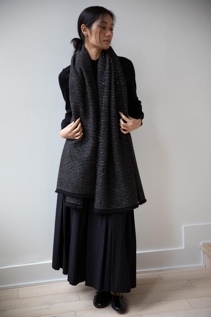 Norlha | Nomad Seed Scarf in Black & Natural Yak White
